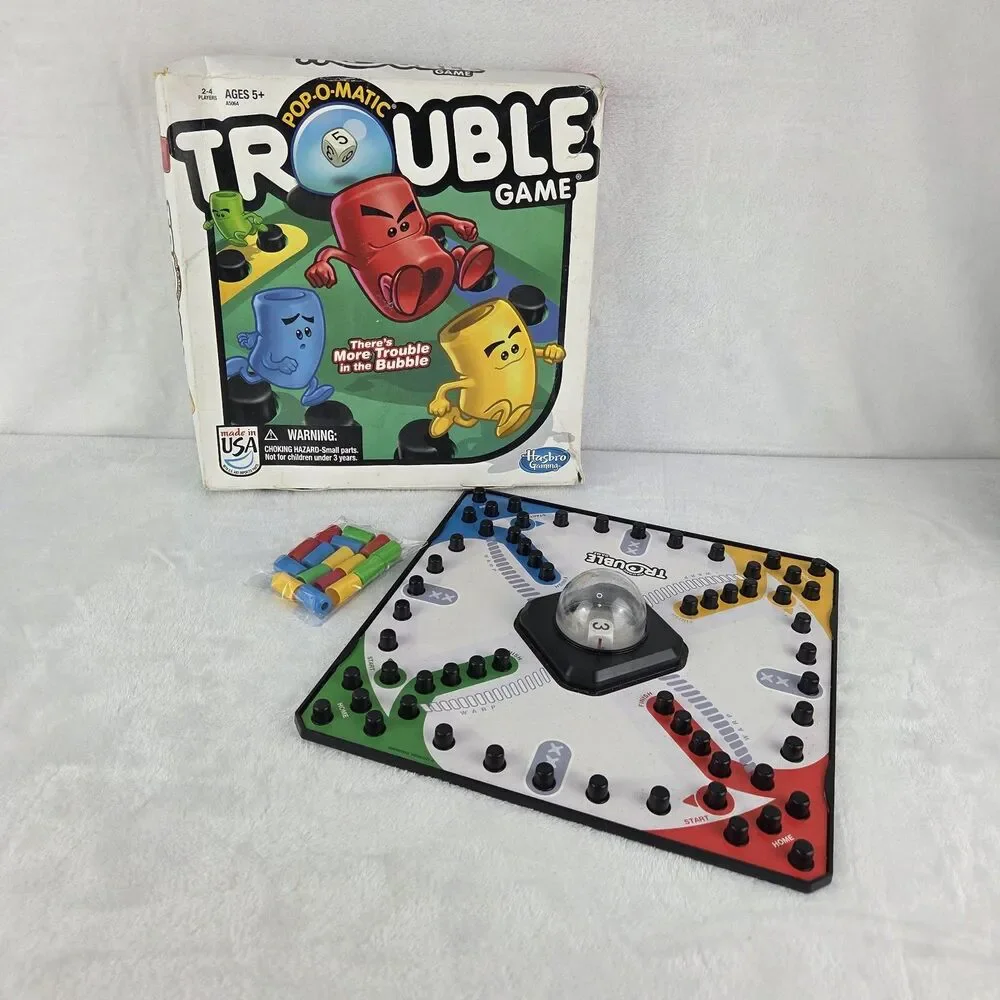 Hasbro Trouble Board Game 2013 Pop-O-Matic Dice Roller Complete